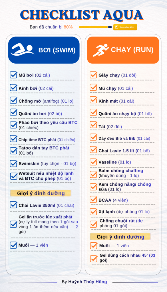 Đi thi aquathlon cần mang gì – checklist bơi và chạy
