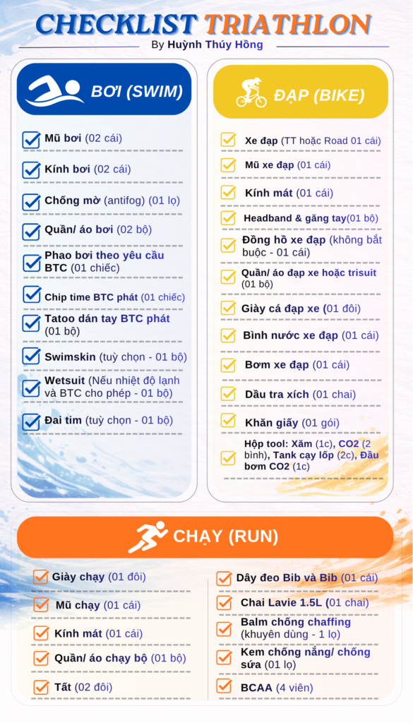 Đi thi triathlon cần mang gì – danh sách đầy đủ